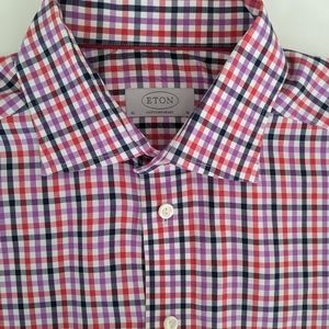 NWOT Plaid Eton Shirt 41/16 Contemporary